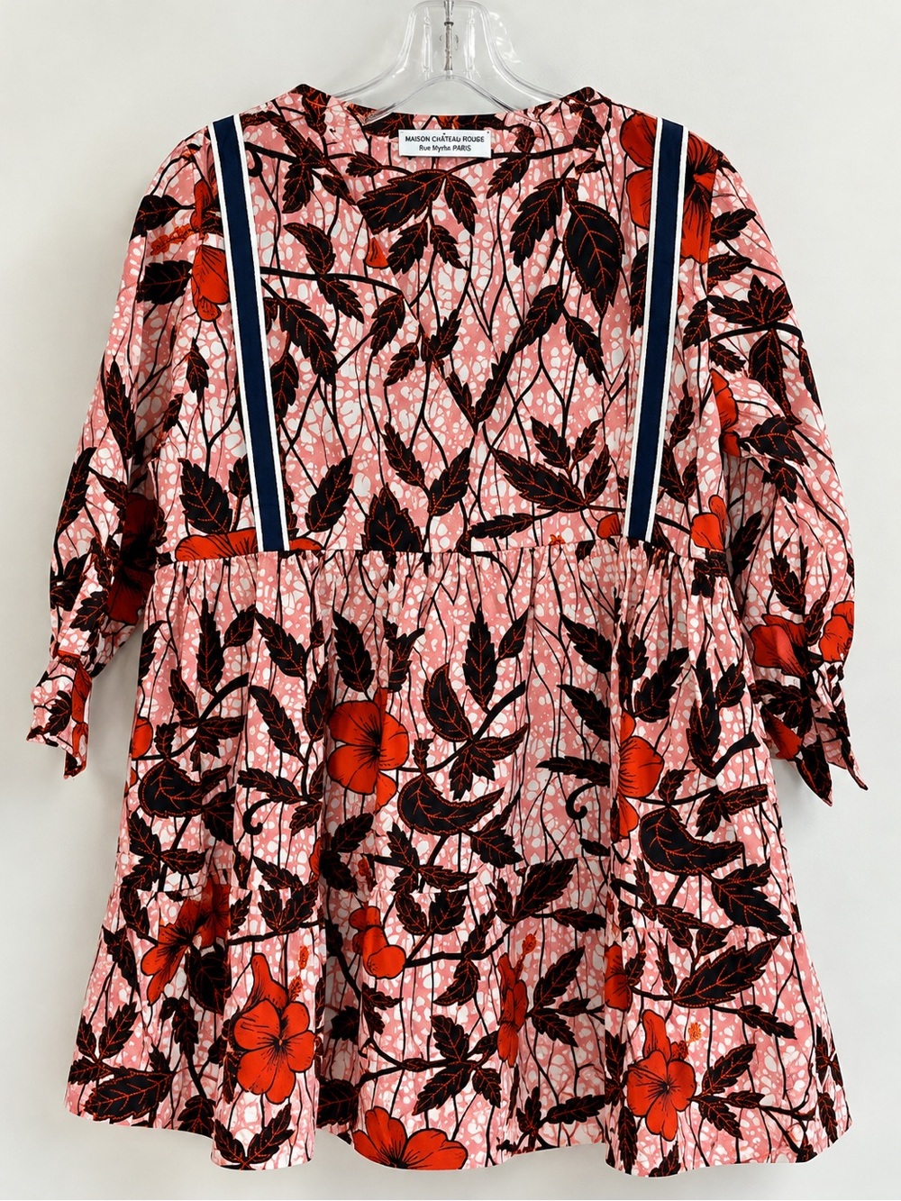 Maison Château Rouge Paris Floral Tiered Mini Dress Pink Orange Size S